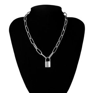 Silver Padlock pendant chain necklace